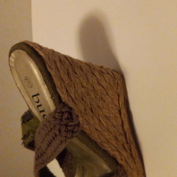 Bucco women's 5 in high wedgies olive green ankle wrap braided fabric. - Picture 8 of 8